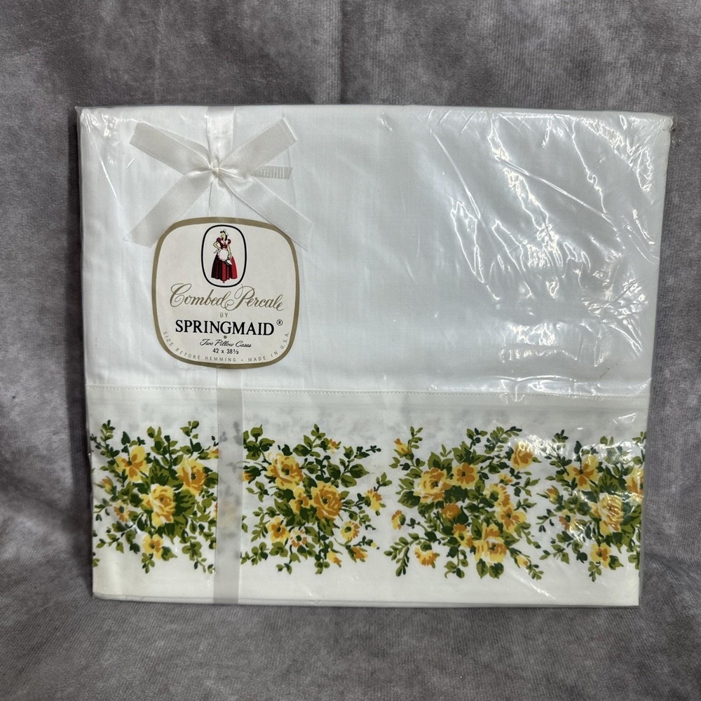 Vintage Spring maid Standard Pillowcases‎ Yellow Roses Floral